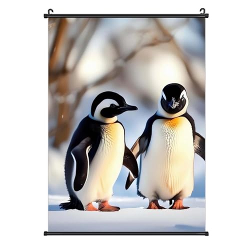 Toile pingouins de 40x61 cm facile à accrocher pour mur vide