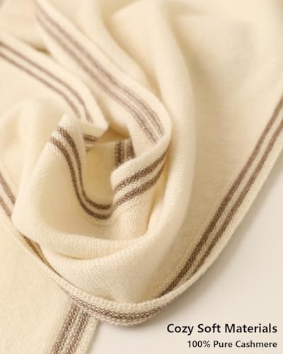 Women Diamond Shape Small Neck Scarf, Spring Autumn 100% Cashmere Knitted Collar Scarves, Ladies Elegant Warm Knit Triangle Scarf, Super Soft Lightweight Neckerchief Warm Knit Neck Warmer White F3