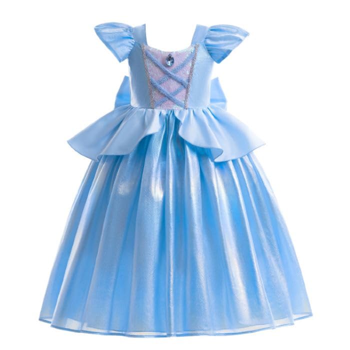 Robe Cendrillon fille 1 à 8 ans en tulle déguisement bleu CIND004