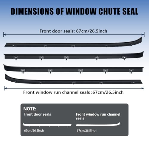 ItranMc Front Door Window Weatherstrip Kit,Molding Sweep Felt Trim Seal & Run Channel Seal for GMC C1500 C2500 C3500 K1500 K2500 K3500,Jimmy,Chevy C10 C20 C30 K5 K10 K20 K30,Suburban R1500 R2500 - Image 4