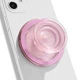 OnTheGrip Compatible with Magsafe Magnetic Authentic Translucent Color Design Collapsible Mobile Phone Grip Stand Holder for Smartphone Tablet Cell Phone Accessory (Pink)