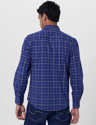 Image of The Indian Garage Co Men Slim Fit Checkered Full Sleeves Cutaway Collar Casual Shirt