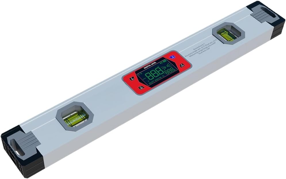 Digital Level 400mm Aluminum Alloy Angle Gauge with Dual Direction Measurement, Magnetic Base & Buzzer Slope Meter 0.1° Resolution(Red)