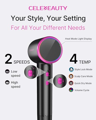 Image of Hair Dryer Blow Dryer with Magnetic Diffuser & Nozzle, 110000 RPM Brushless Motor Ionic Hairdryer for Fast Drying & Frizz Control, Lightweight Low Noise Blowdryer for Home Travel, All Hair Types