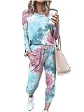 Women´s Tie Dye Pants Set 2 Pcs Outfits Casual Long Sleeve Tracksuit Top+Drawstring Pants Pajamas...
