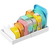 Lifewit Kitchen Cabinet Organizer for Food Contanier Lid, Expandable Lids Holder with 8 Adjustable Dividers & 9 Sections for Pantry Organizers and Storage, Home Drawer Organization, Large, 9.8'-17'