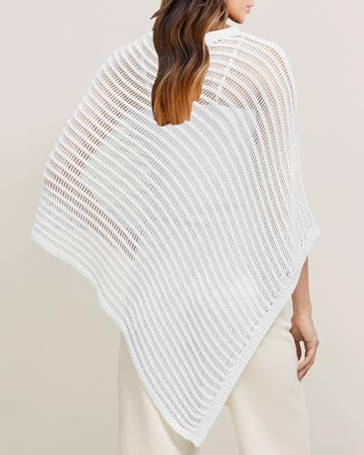 Women's Fall Knit Sheer Poncho Trendy Lightweight Asymmetric Shrug Sweater Crochet Ponchos2