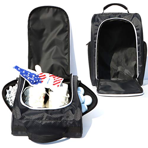 Golf Shoe Bag, Outdoor Zippered Carrier Bags With Ventilation For Women And Men, Sport Shoes Bag With External Pockets For Golf Accessories（Black） #TOP5