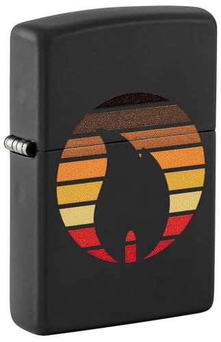 Image of Zippo Colorblock Zippo Design Black Matte Windproof Pocket Fuel Refillable Lighter, BIS Certified