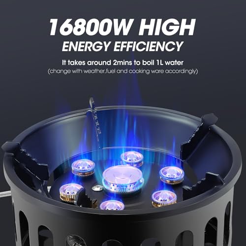 Image of 16800W Camping Gas Stove, Portable Gas Stove with 7 Copper Stove Head, Adjustable & Folding Gas Stove Burner, Camping Accessories, Windproof Furnace for Camping Outdoor Cooking Trekking Picnic