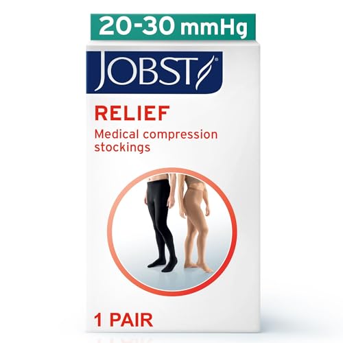 Image of JOBST Relief 20-30 mmHg Compression Stockings, Waist High Pantyhose, Open Toe | Compression Socks for Women / Men for Tired, Aching or Swollen Legs