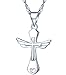 Produktbild Yumilok 925 Sterling Silber Einzigartig Kreuz Engelsflügel Herz Anhänger Halskette Kette mit Anhänger für Damen Mädchen