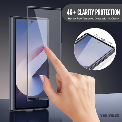 Image of Ultra Hybrid Luxury Leather Case Compatible with Samsung Galaxy Z Fold 8 Ultra (2026) 360 Hinge Protection, Slim Shockproof Back Cover, Anti-Scratch Design, Tempered Glass Protection - Blue