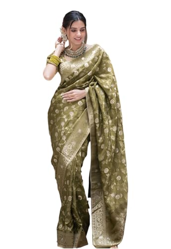 Image of Yashika Women's Pure Kanjivaram Silk Saree Soft Banarasi Style Wedding With Blouse Piece | Saree For Women | New Sari