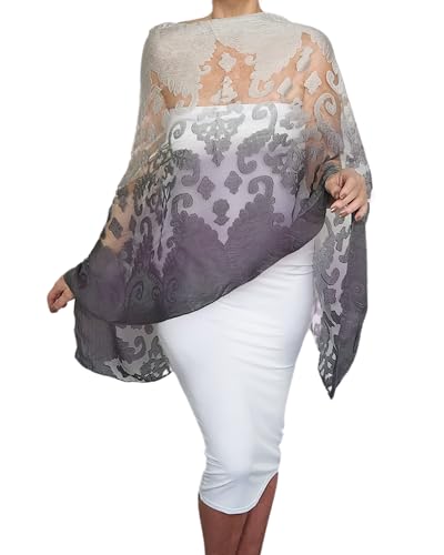 Ombre Shawl Wedding Wrap Evening Wear Sheer Stole Poncho Scarf