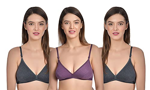 Image of Aimly Women's Cotton Non-Padded Non-Wired Low Coverage Regular Bra - (Pack of 3)