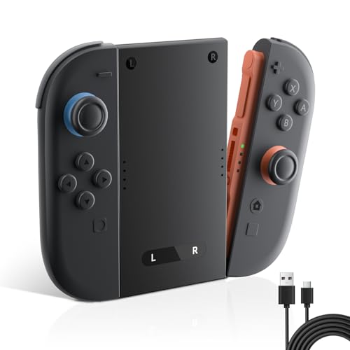 Charging Grip for Switch 2 Joycon, AOLION Ergonomic Controller Grip with LED Charging Indicator, Type-C Cable Included, Lightweight Accessories for Switch 2