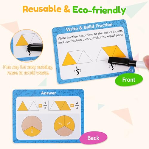 Jeu de fraction en bois Montessori manipulation mathématique addition soustraction