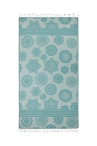 Infusezen 100% Cotton Peshtemal, Reversible Turkish Towel For The Bath, Beach Or Pool, Thin Fouta Towel For Travel, Gym, Yoga, Spa, 68 Inches X 37 Inches (Sea Green) #TOP3