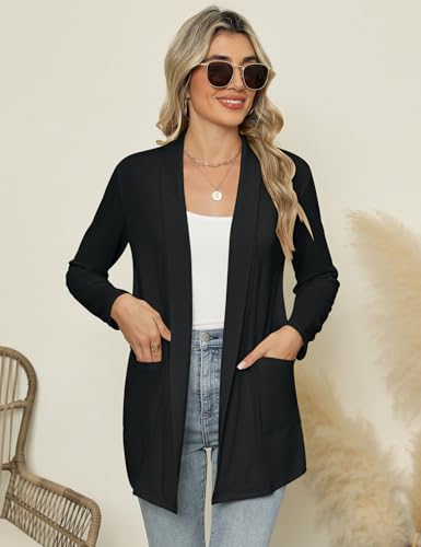 Micoson Long Sleeve Lightweight Thin 2025 Summer Cardigan for Women Casual Loose Fit Kimono Cover Up with Pockets4