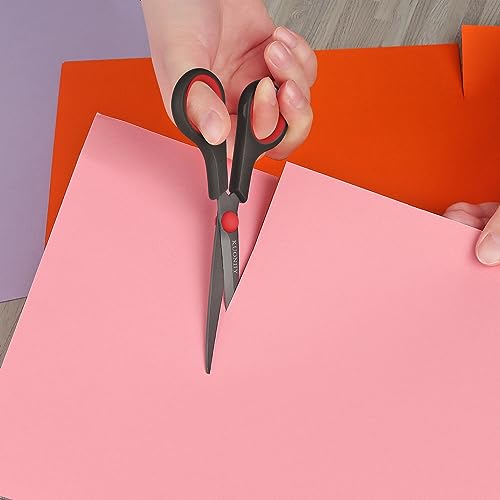 Image of KUONIIY 6 inch Ultra Sharp Titanium Coated Scissors with Comfortable Multi Purpose Handles, Black /Red