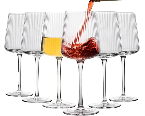Image of Premium Wine Glasses 400ml, Set of 6 Long Wine, Burgundy Clear Glasses with Stem for Wedding Anniversary, Birthday, Gift (RKT-12, Set of 6)