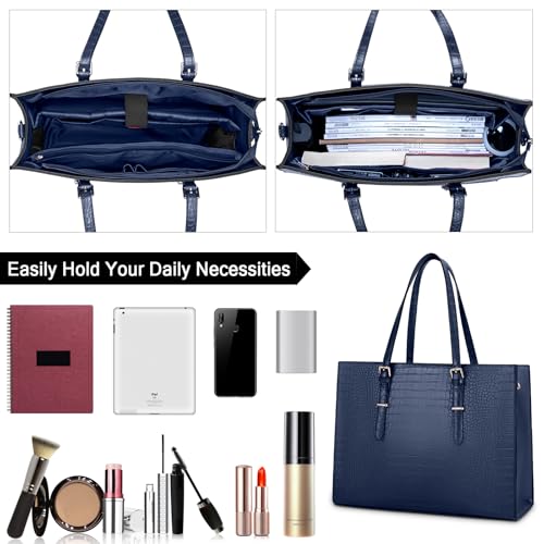 Image of Laptop Bag for Women 15.6 Inch Laptop Tote Bag Leather Classy Computer Briefcase