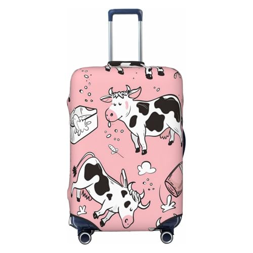 Cute Cartoon Milk Cow Pattern Luggage Cover Elastic Travel Suitcase Covers, Anti Scratch Dust Proof Baggage Covers, Fits 25-28 inch Suitcases
