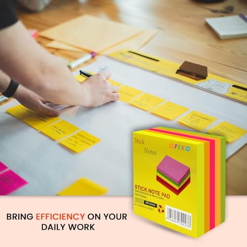 Image of OFIXO Sticky Notes, Sticky Notes Pad 3x3 Inch, Colored Sticky Notes | Sticky Notes Diary Bright Colors