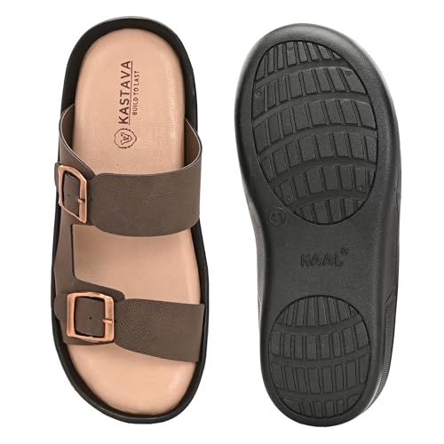 Image of KASTAVA KS 117 Comfortable Premium Synthetic Casual Sandals | Adjustable Buckle Closure | Lightweight Everyday Wear Sandals for Men