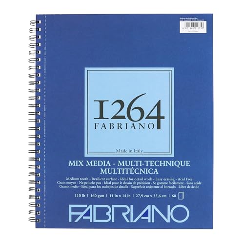 Bloc média mixte Fabriano 1264 blanc 11x14 pouces pour toutes techniques