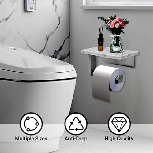 Nodafuer 121212 Toilet Paper Holder With Natural Marble Shelf For Bathroom Washroom,Wall Mounted Tissue Holder Suitable thumb #5