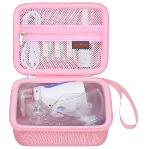 Elonbo Carrying Case Compatible with Portable Handheld Inhaler Nebulizer Machine for Adults and Kids Asthma Inhaler/Handheld Mesh Atomizer Machine Hard Travel Bag Pink