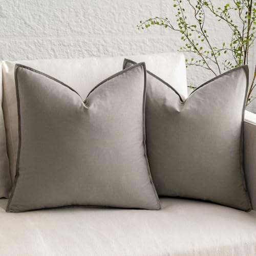 MIULEE 24x24 Inch Pack of 2 Decorative Linen Pillow Covers