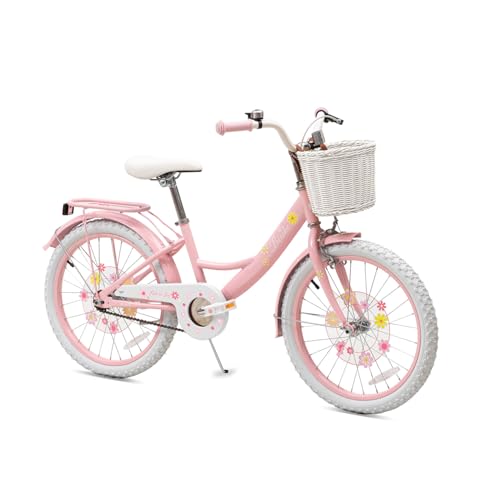Image of Girls Bike with Basket for Toddlers and Kids Aged 3-14 Years Old, 12 14 16 18 Inch with Training Wheels & Doll Seat, 20 Inch with Kickstand & Rear Rack, Princess Style Bicycle for Gift.