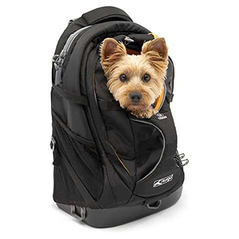 Kurgo G-Train - Dog Carrier Backpack for Small Pets - Cat & Dog Backpack for Hiking, Camping or Travel - Chest Straps & Hip Belt - Reflective - Two Water Bottle Sleeves - Waterproof Bottom (Black) Cover