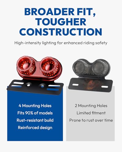 Image of Motorcycle Tail Light, Motorcycle Brake Light, IP67 Waterproof Motorcycle Turn Signals Running Light with License Plate Bracket Fit for Street Bike Cruiser Chopper Bobber (Red, 90 LEDS)
