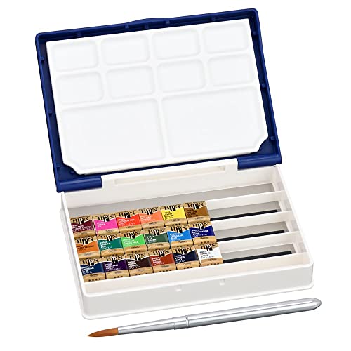 Peindre partout avec l'ensemble aquarelles solides Holbein 18 couleurs et boîte PN694