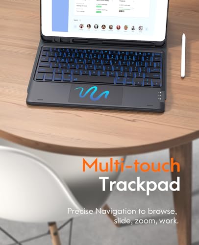 CHESONA iPad Keyboard 9th Generation, 7 Color Backlit, Multi-Touch Trackpad, Built-in Pencil Holder, 2 Bluetooth Channels, Flip Stand Keyboard Case for iPad 9th/8th/7th Gen 10.2 - Image 6