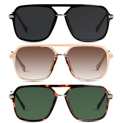 ANDWOOD Retro Square Sunglasses for Women Men Polarized Trendy Aviator 90s Pilot Shades Brown Sun glasses