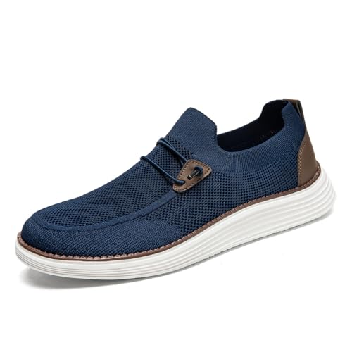 VGPSFN Mocasines de Hombre Mocasines Planos sin Cordones Zapatos náuticos Zapatos para Caminar Zapatos Formales Transpirables cómodos y livianos Azul Oscuro EU 45