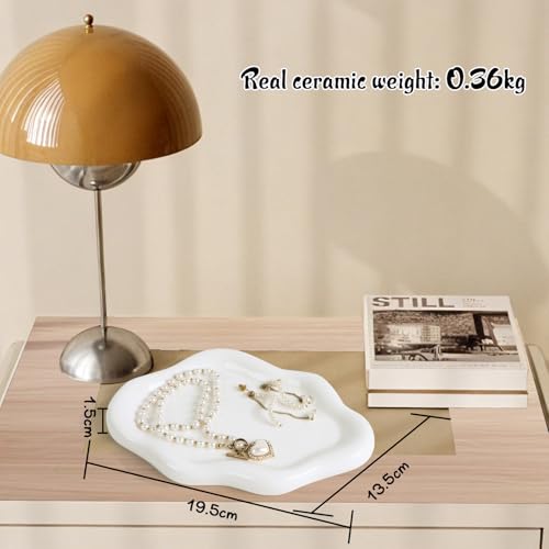 Ceramic Jewelry Tray-White Cloud Trinket Dish Tray Jewellery Dish for Rings, Watches & Keys, Cosmetic Holder for Nightstand Decor Entryway Table, Birthday Gift for Wife/Mother/Daughter/Friends - Cosy Home Interiors Ceramic Jewelry Tray-White Cloud Trinket Dish Tray Jewellery Dish for Rings, Watches & Keys, Cosmetic Holder for Nightstand Decor Entryway Table, Birthday Gift for Wife/Mother/Daughter/Friends - Image 2