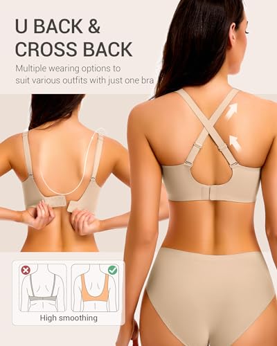 Image of Gailife Deep V Jelly Bras for Women No Underwire Wireless Seamless Push Up Bra Comfort Support Plunge Bralette Full Coverage