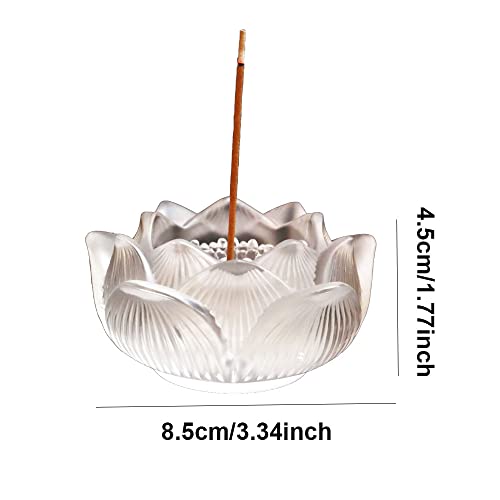 Skmihjl Clear Artificial Crystal Lotus Flower Incense Holder Healing Crystal Stone Incense Burner Ash Catcher Incense Stick Cone Holder For Yoga, Meditation And Home Office Decor (Transparent) #TOP6