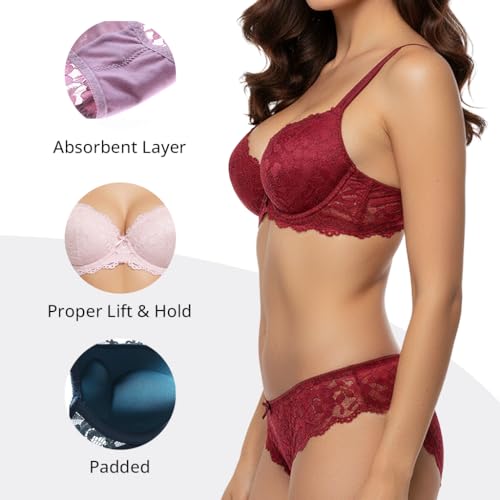Image of Women's Floral Lace Lingerie Set | Bra and Panty Set | Lace Teddy Strap Babydoll Bodysuit Bra Panty Lingerie | Bikini Lingerie Babydoll Set for Honeymoon Couple Special Wedding Night