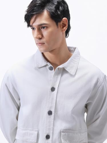Image of Urbano Fashion Men's Relaxed Fit Full Sleeve Utility Denim Jacket