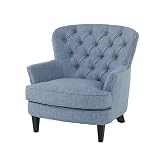 Christopher Knight Home Tafton Fabric Club Chair, Light Blue 33D x 35.25W x 33.75H in