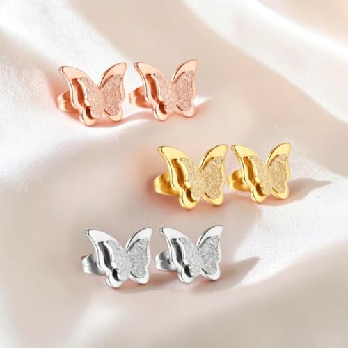 Image of Nilu's Collection Charming Dual Butterfly Classic Stud Earrings For Girls and Women | Anti-Tarnish | Anti- Allergy