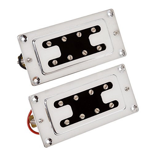 Lyws Chrome Humbucker Bridge Neck Set Pickups For Rickenbacker Bass Guitar Parts C4 #TOP1