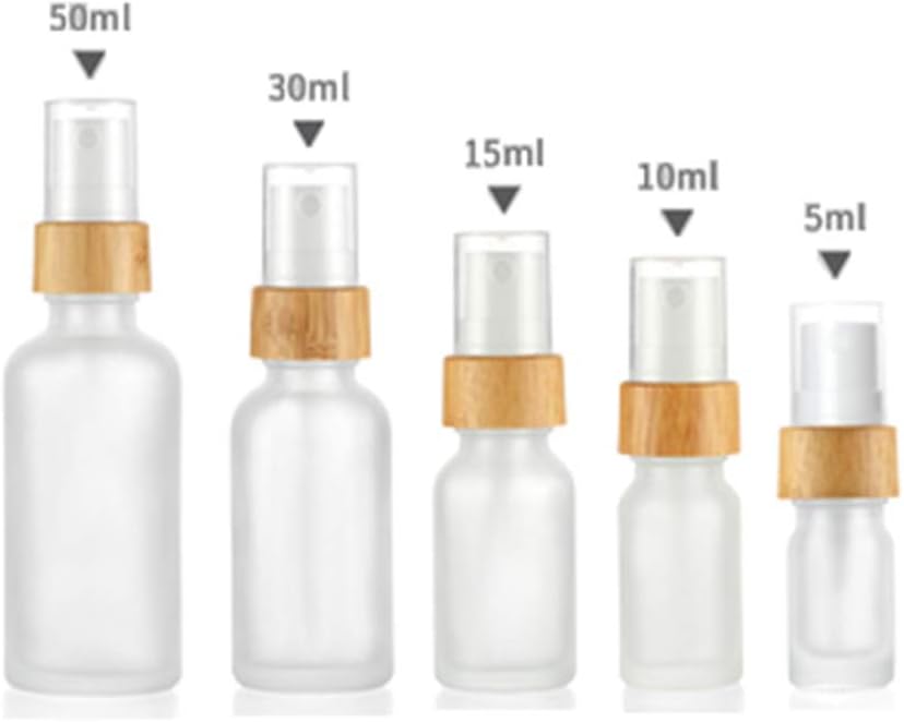 Furnido 5 Pcs Essential Oil Fine Mist Atomizer Tops For 5/10/15/20/30/50/100ml Bottles,Replacement Spray Tops with Natural Bamboo Head